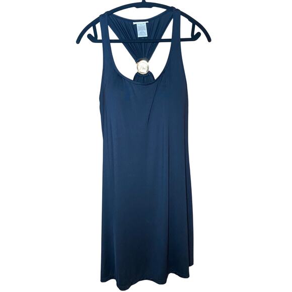 Michael Kors - Black Padded Bathing Suit Dress - Gold Logo - Picture 1 of 10